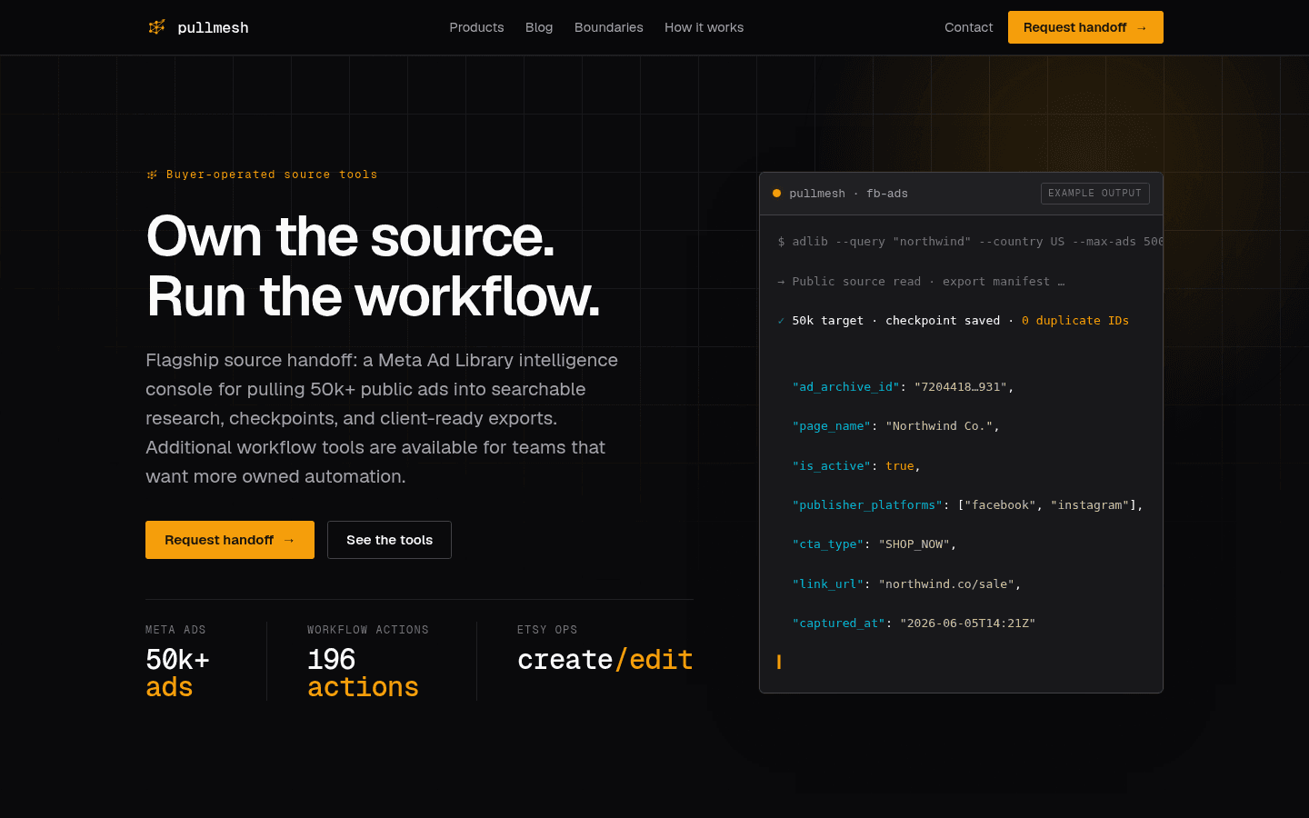 Pullmesh product interface